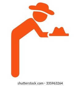 Boy Servant vector icon. Style is flat symbol, orange color, rounded angles, white background.
