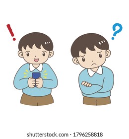 
A boy set that makes you wonder with boys who use smartphones