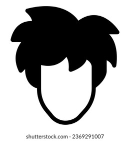 Boy shaggy haircut solid icon, hairdresser salon concept, shaggy vector sign on white background, shaggy haircut glyph style for mobile concept and web design. Vector graphics