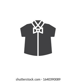 Boy shirt with bow tie vector icon. filled flat sign for mobile concept and web design. Boys clothing, t-shirt with short sleeve glyph icon. Symbol, logo illustration. Vector graphics
