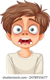 A boy with a shocked expression