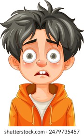 A boy with a shocked expression