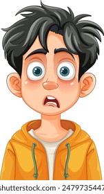 A boy with a shocked facial expression