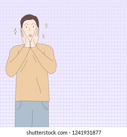 The boy is shocked. Vector illustration in cartoon style