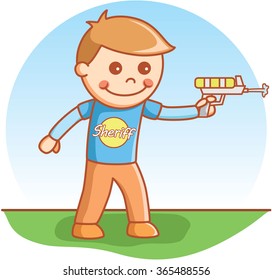 Boy shooting doodle 