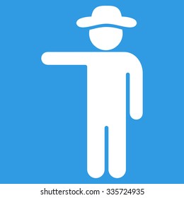 Boy Show vector icon. Style is flat symbol, white color, rounded angles, blue background.