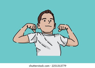 71 Boy Is Showing His Muscles Stock Vectors, Images & Vector Art |  Shutterstock
