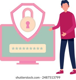 The boy is showing the lock on the screen.