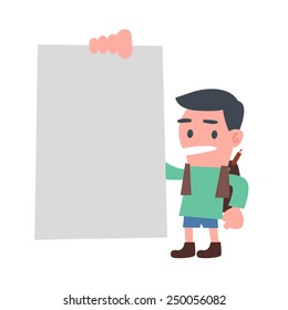 Boy Showing Paper