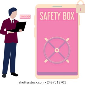 Un niño muestra la caja de seguridad.