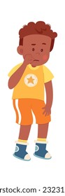 Boy Showing Silence Gesture Vector Illustration