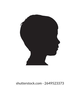 Boy side face silhouette kid vector isolated on white background