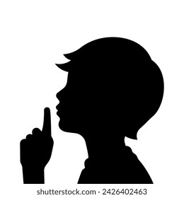 Boy silence silhouette vector isolated on white background.