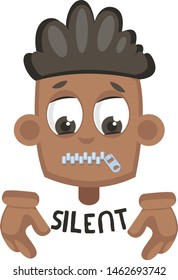 Boy is silent, illustration, vector on white background.