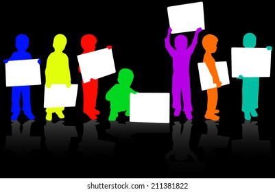 Boy silhouette with banner