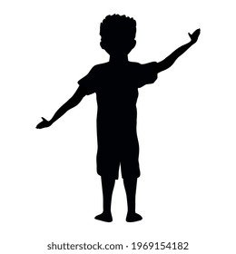 boy silhouette with hand up