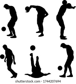boy silhouette juggling the soccer ball 
