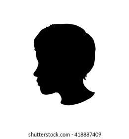 Boy silhouette on a white background. Black face profile in vector