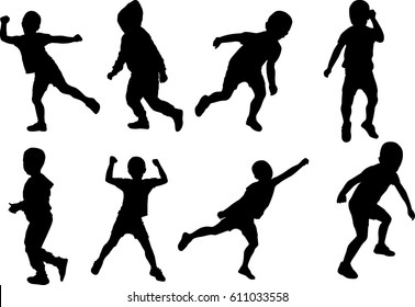 Boy Silhouette Pose Different Vector Illustration Stock Vector (Royalty ...