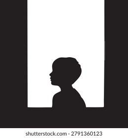 Boy silhouette profile portrait vector