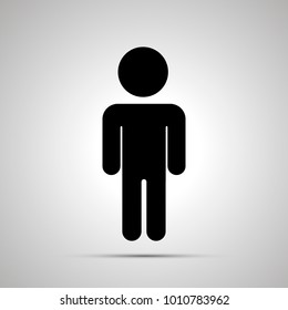 Boy silhouette, simple black child icon with shadow