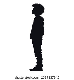 Boy silhouette vector illustration with isolated background