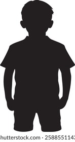 Boy Silhouette Vector Illustration on White Background
