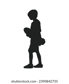 Silueta de chico. Silueta vectorial de un niño de fondo blanco. un niño de silueta negra aislado de fondo blanco. ilustración vectorial. muchacho. diseño dibujado a mano por un adolescente.