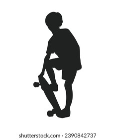 Boy silhouette. Vector silhouette of young boy on white background. black silhouette boy isolated on white background. vector illustration. cutout boy. teenager hand drawn design.