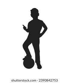 Boy silhouette. Vector silhouette of young boy on white background. black silhouette boy isolated on white background. vector illustration. cutout boy. teenager hand drawn design.