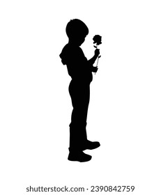 Silueta de chico. Silueta vectorial de un niño de fondo blanco. un niño de silueta negra aislado de fondo blanco. ilustración vectorial. muchacho. diseño dibujado a mano por un adolescente.