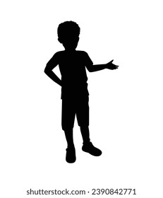 Boy silhouette. Vector silhouette of young boy on white background. black silhouette boy isolated on white background. vector illustration. cutout boy. teenager hand drawn design.