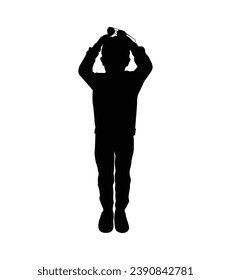 Silueta de chico. Silueta vectorial de un niño de fondo blanco. un niño de silueta negra aislado de fondo blanco. ilustración vectorial. muchacho. diseño dibujado a mano por un adolescente.