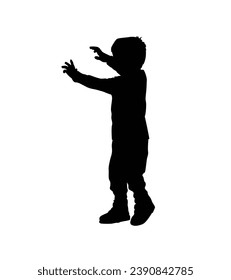 Boy silhouette. Vector silhouette of young boy on white background. black silhouette boy isolated on white background. vector illustration. cutout boy. teenager hand drawn design.