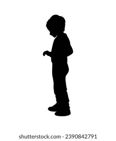 Boy silhouette. Vector silhouette of young boy on white background. black silhouette boy isolated on white background. vector illustration. cutout boy. teenager hand drawn design.