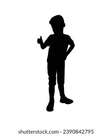Boy silhouette. Vector silhouette of young boy on white background. black silhouette boy isolated on white background. vector illustration. cutout boy. teenager hand drawn design.