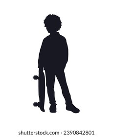 Boy silhouette. Vector silhouette of young boy on white background. black silhouette boy isolated on white background. vector illustration. cutout boy. teenager hand drawn design.