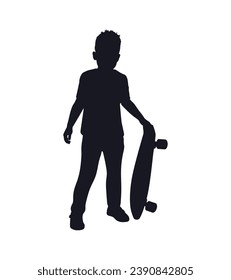 Boy silhouette. Vector silhouette of young boy on white background. black silhouette boy isolated on white background. vector illustration. cutout boy. teenager hand drawn design.