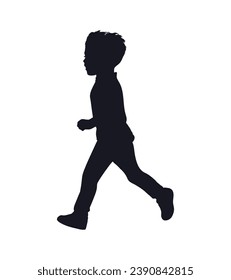 Silueta de chico. Silueta vectorial de un niño de fondo blanco. un niño de silueta negra aislado de fondo blanco. ilustración vectorial. muchacho. diseño dibujado a mano por un adolescente.