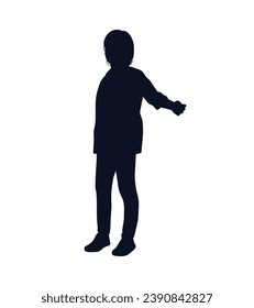 Silueta de chico. Silueta vectorial de un niño de fondo blanco. un niño de silueta negra aislado de fondo blanco. ilustración vectorial. muchacho. diseño dibujado a mano por un adolescente.