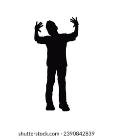 Boy silhouette. Vector silhouette of young boy on white background. black silhouette boy isolated on white background. vector illustration. cutout boy. teenager hand drawn design.