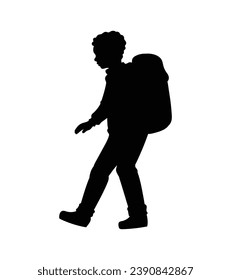 Boy silhouette. Vector silhouette of young boy on white background. black silhouette boy isolated on white background. vector illustration. cutout boy. teenager hand drawn design.