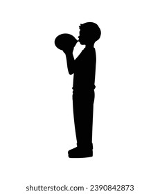 Boy silhouette. Vector silhouette of young boy on white background. black silhouette boy isolated on white background. vector illustration. cutout boy. teenager hand drawn design.