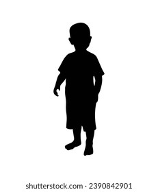 Boy silhouette. Vector silhouette of young boy on white background. black silhouette boy isolated on white background. vector illustration. cutout boy. teenager hand drawn design.