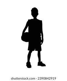 Boy silhouette. Vector silhouette of young boy on white background. black silhouette boy isolated on white background. vector illustration. cutout boy. teenager hand drawn design.