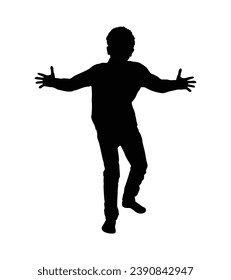 Boy silhouette. Vector silhouette of young boy on white background. black silhouette boy isolated on white background. vector illustration. cutout boy. teenager hand drawn design.