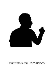 Boy silhouette. Vector silhouette of young boy on white background. black silhouette boy isolated on white background. vector illustration. cutout boy. teenager hand drawn design.