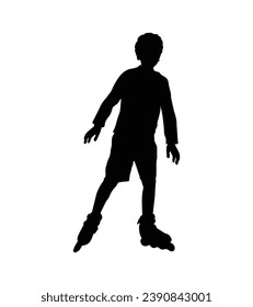 Junge Silhouette. Vektorsilhouette eines jungen Jungen auf weißem Hintergrund. schwarzer Silhouettenjunge einzeln auf weißem Hintergrund. Vektorgrafik. ausgeschnittener Junge. Teenager handgezeichnet Design.