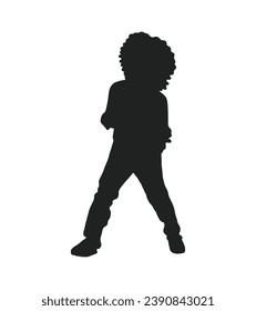 Boy silhouette. Vector silhouette of young boy on white background. black silhouette boy isolated on white background. vector illustration. cutout boy. teenager hand drawn design.