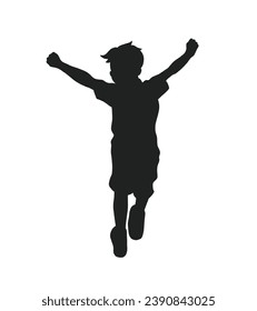 Boy silhouette. Vector silhouette of young boy on white background. black silhouette boy isolated on white background. vector illustration. cutout boy. teenager hand drawn design.